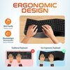 Delton Wireless Ergonomic Keyboard with Wrist Rest 3D Curved Keys Full Size 104 Keys Auto Pair USB DKBERG24G8-WB